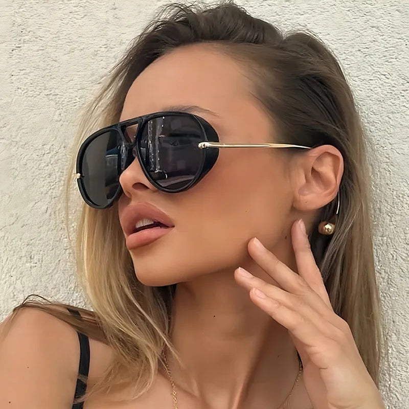 Oversized vintage stijl piloten zonnebril
