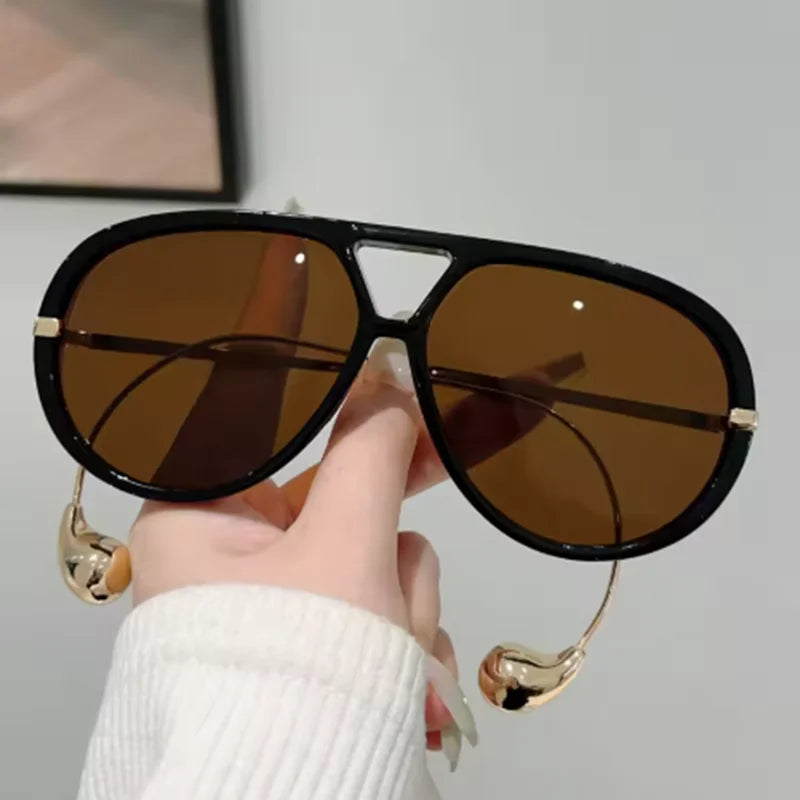 Oversized vintage stijl piloten zonnebril