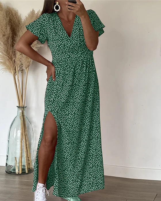 Sophie Maxi-jurk met V-hals en print