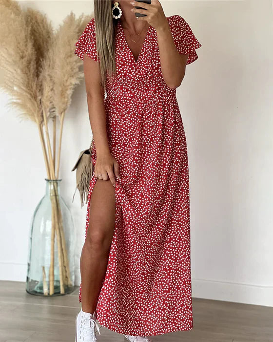 Sophie Maxi-jurk met V-hals en print