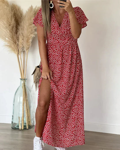 Sophie Maxi-jurk met V-hals en print